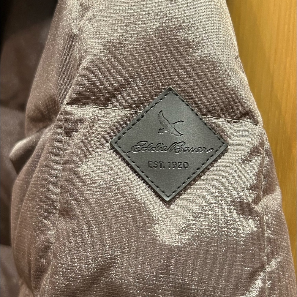 Eddie Bauer Brownish/Gray Puffer Jacket with Faux Fur Hood - Picture 10 of 12